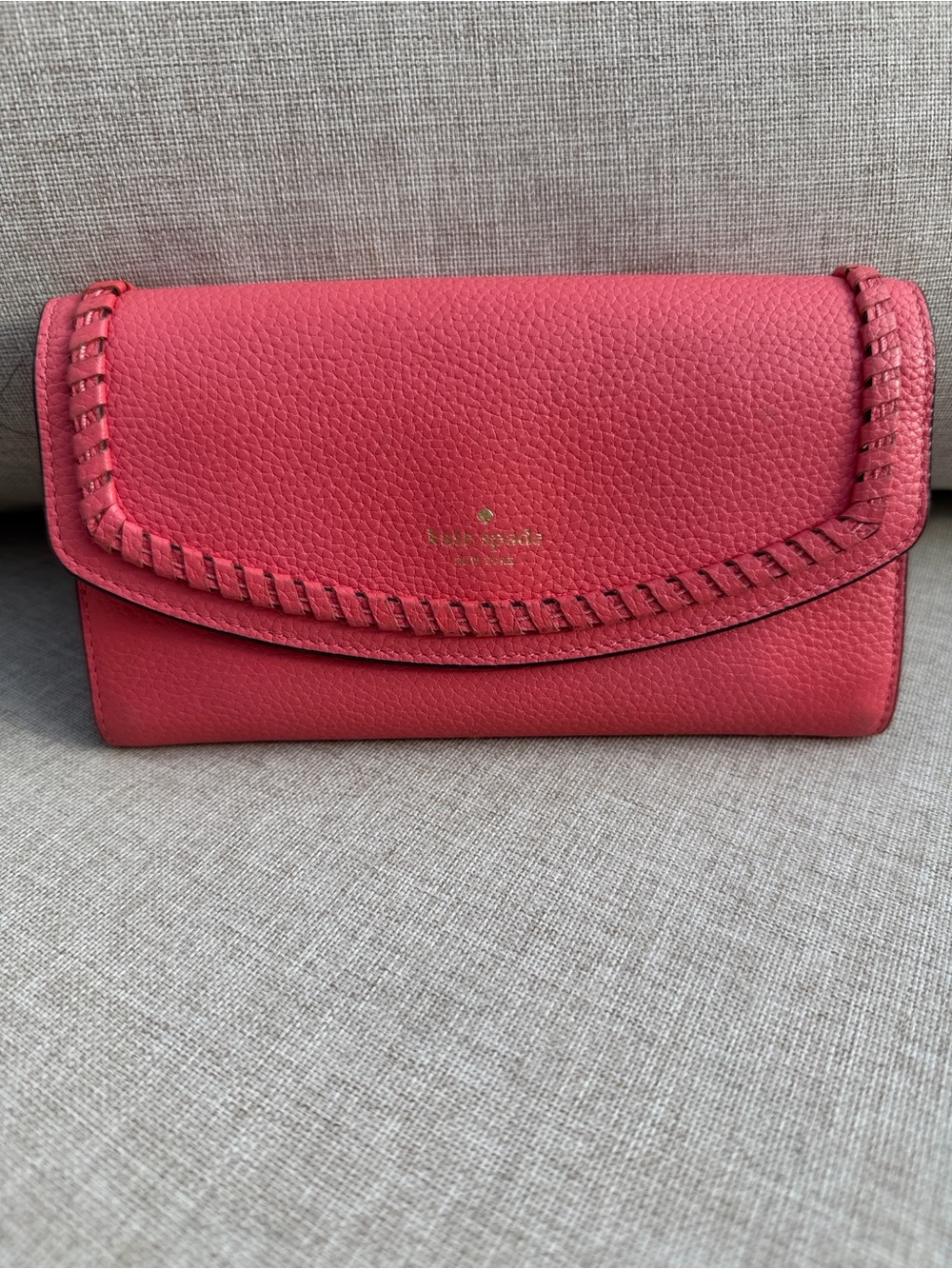 kate spade Coral Pink Pebbled Leather Wallet